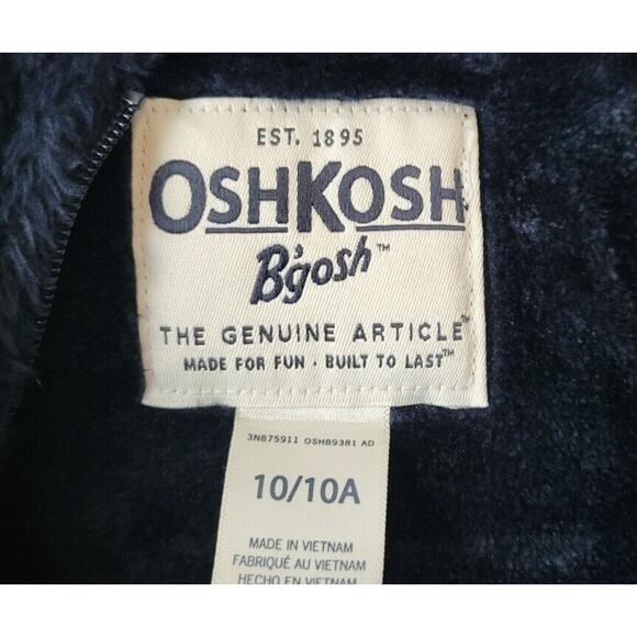 OshKosh B'Gosh Girls Sz 10 Zip Up Hooded Lightweight Jacket Navy Blue Velvet - Picture 3 of 6